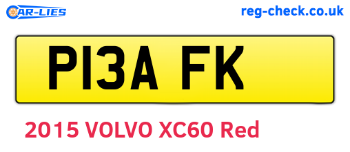 P13AFK are the vehicle registration plates.