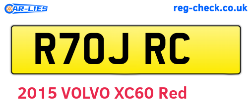 R70JRC are the vehicle registration plates.