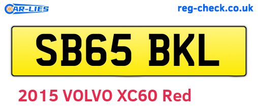 SB65BKL are the vehicle registration plates.
