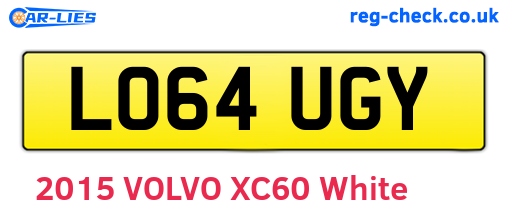 LO64UGY are the vehicle registration plates.