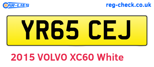 YR65CEJ are the vehicle registration plates.