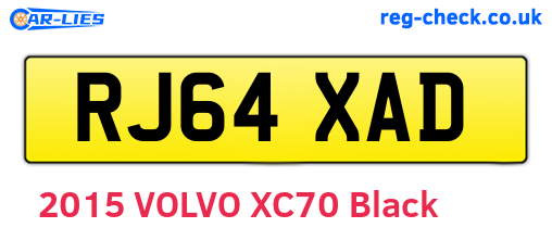 RJ64XAD are the vehicle registration plates.