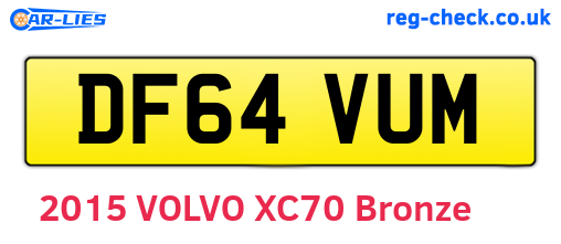 DF64VUM are the vehicle registration plates.