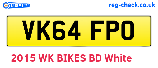 VK64FPO are the vehicle registration plates.