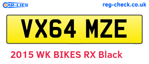 VX64MZE are the vehicle registration plates.
