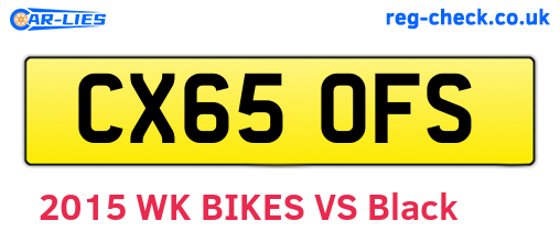 CX65OFS are the vehicle registration plates.
