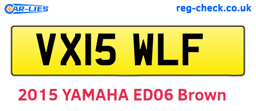 VX15WLF are the vehicle registration plates.
