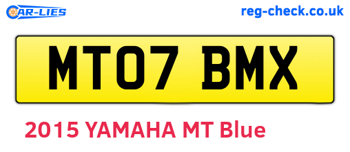 MT07BMX are the vehicle registration plates.