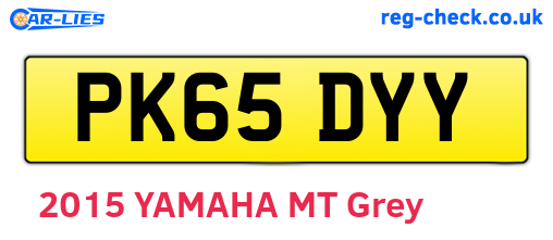 PK65DYY are the vehicle registration plates.