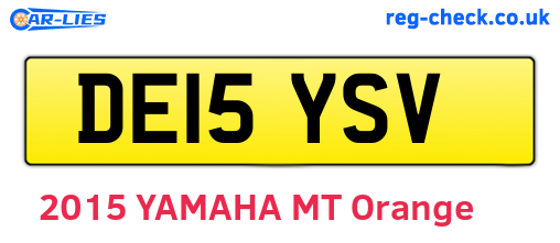 DE15YSV are the vehicle registration plates.