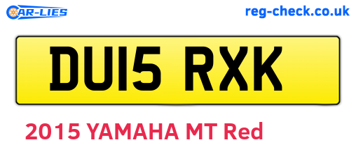 DU15RXK are the vehicle registration plates.