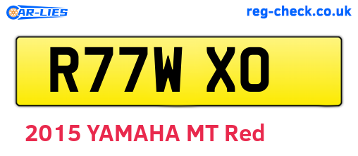 R77WXO are the vehicle registration plates.