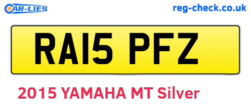 RA15PFZ are the vehicle registration plates.