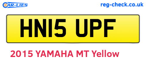 HN15UPF are the vehicle registration plates.
