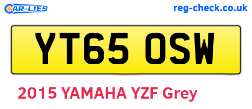 YT65OSW are the vehicle registration plates.