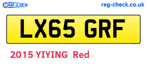 LX65GRF are the vehicle registration plates.
