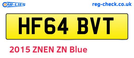 HF64BVT are the vehicle registration plates.