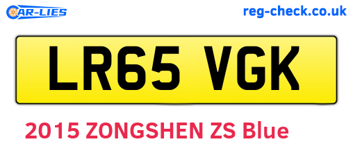LR65VGK are the vehicle registration plates.