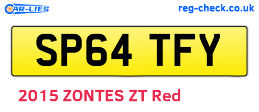 SP64TFY are the vehicle registration plates.