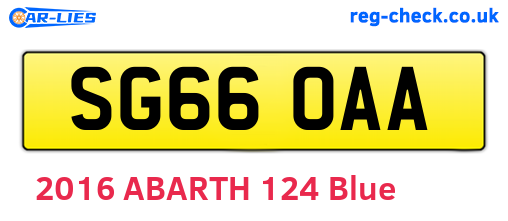 SG66OAA are the vehicle registration plates.