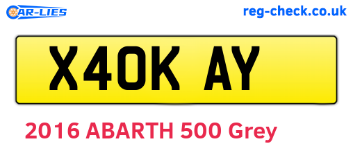 X40KAY are the vehicle registration plates.
