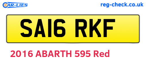 SA16RKF are the vehicle registration plates.