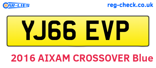 YJ66EVP are the vehicle registration plates.