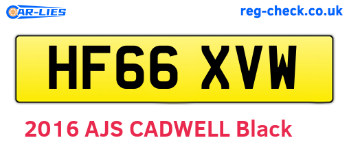 HF66XVW are the vehicle registration plates.