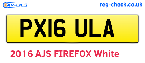 PX16ULA are the vehicle registration plates.