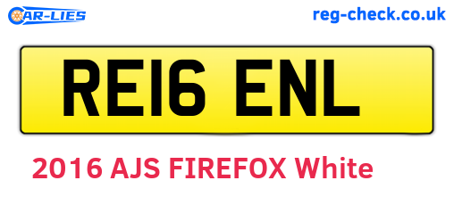 RE16ENL are the vehicle registration plates.