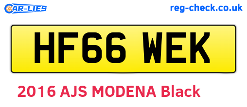 HF66WEK are the vehicle registration plates.