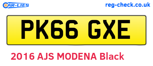 PK66GXE are the vehicle registration plates.