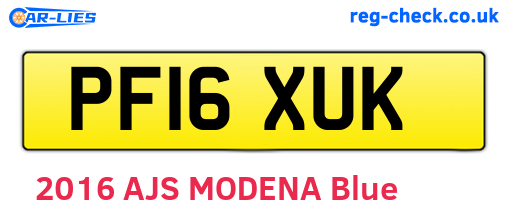 PF16XUK are the vehicle registration plates.