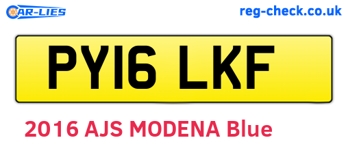PY16LKF are the vehicle registration plates.