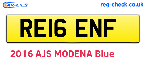 RE16ENF are the vehicle registration plates.