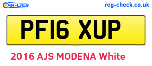 PF16XUP are the vehicle registration plates.