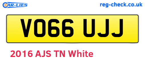 VO66UJJ are the vehicle registration plates.