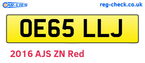 OE65LLJ are the vehicle registration plates.