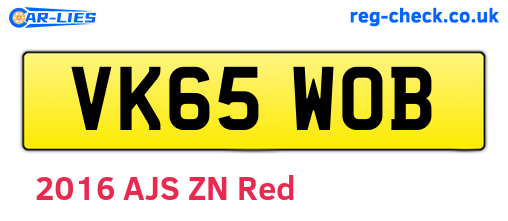 VK65WOB are the vehicle registration plates.