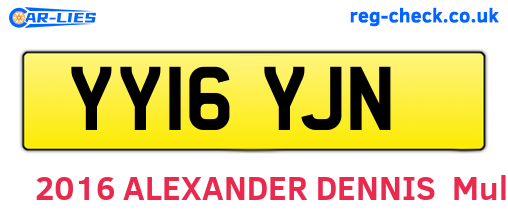 YY16YJN are the vehicle registration plates.