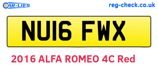 NU16FWX are the vehicle registration plates.