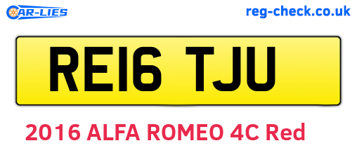RE16TJU are the vehicle registration plates.