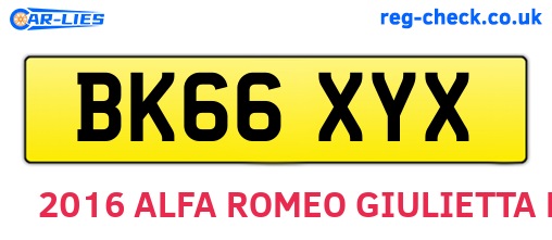 BK66XYX are the vehicle registration plates.