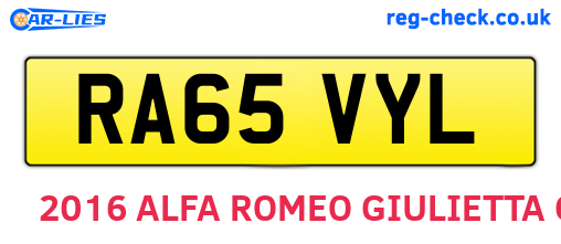 RA65VYL are the vehicle registration plates.