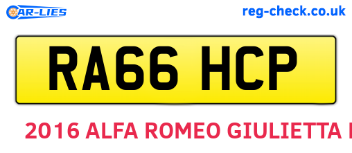 RA66HCP are the vehicle registration plates.