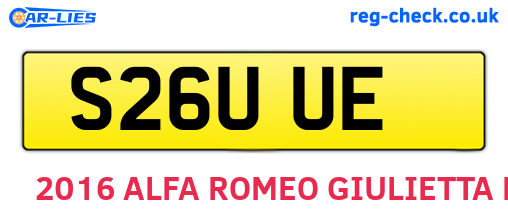 S26UUE are the vehicle registration plates.