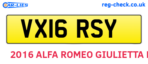 VX16RSY are the vehicle registration plates.