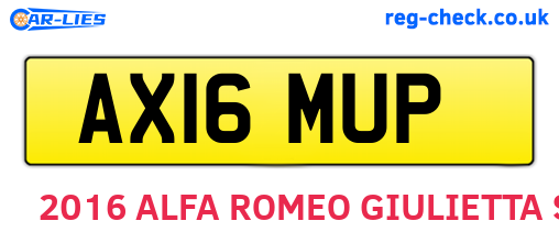 AX16MUP are the vehicle registration plates.