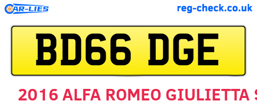 BD66DGE are the vehicle registration plates.