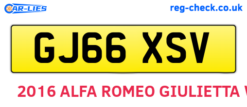 GJ66XSV are the vehicle registration plates.